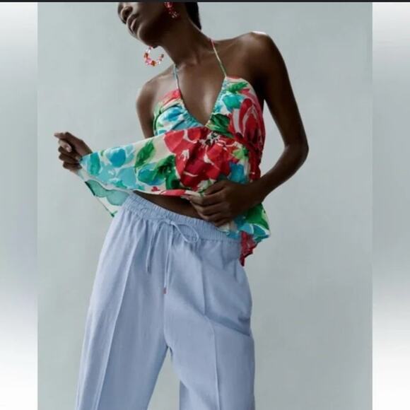 Zara Floral Multicolor Women's Top Size Large NWOT - Picture 6 of 6